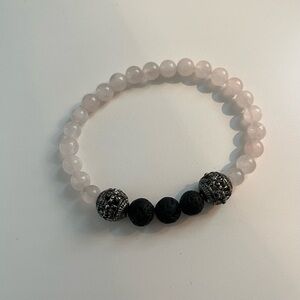 Elegant Black and Pink Beaded Bracelet